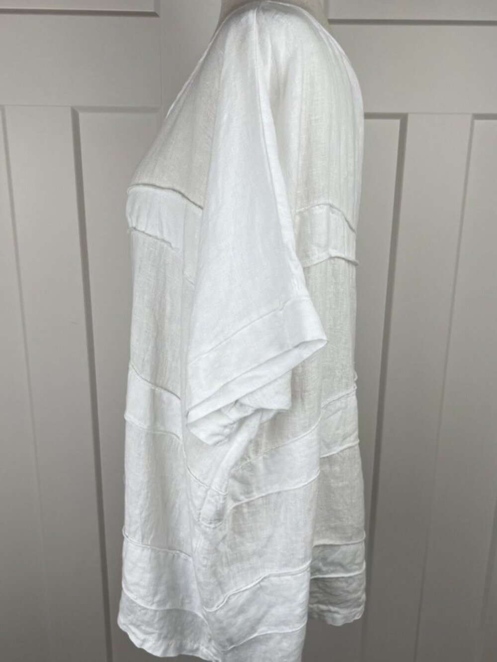 Sofia Made in Italy 100% Linen Oversized Boxy Top White Lagenlook 1X OS - Picture 5 of 10